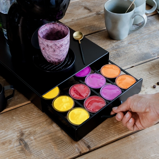 Suport metalic pentru 20 de capsule Dolce Gusto, negru mat