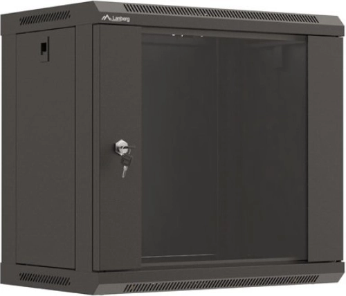 Lanberg rack de perete 19" 540 × 350 mm, negru, ușă vitrată (flat pack)
