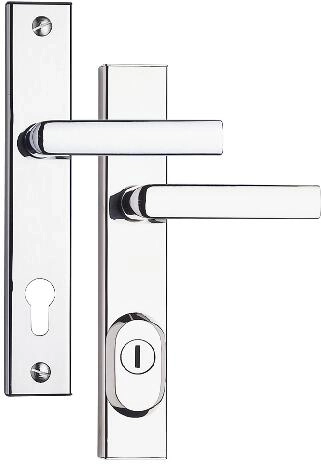 Feronerie de siguranță R4 pentru uși, interax 90 mm, inox crom