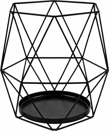 Felinar geometric din metal pentru lumânare, negru, 15 × 15 × 18 cm