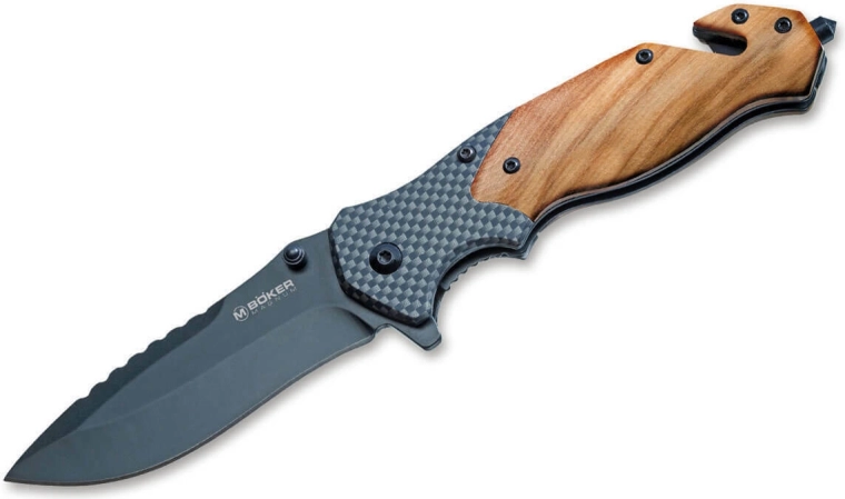 Magnum Blomkvist Olive cuțit de salvare pliabil cu lemn de măslin 8,5 cm