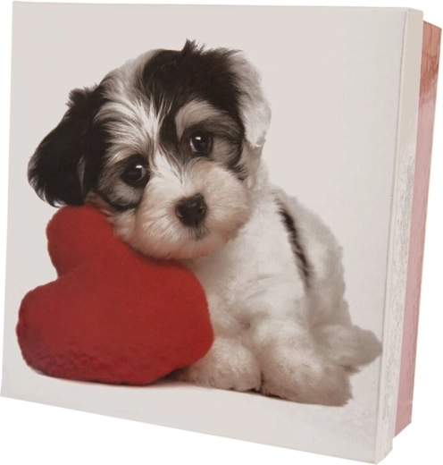 Cutie cadou din hârtie cu motiv Dog alb/roșu 18 × 18 × 7 cm