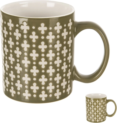 Cană ceramică cu model de cruci 350 ml verde