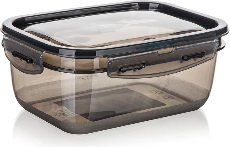 Cutie CADENZA dreptunghiulară 1 l cu închidere cu clic, plastic fumuriu transparent