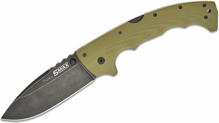 Cuțit pliabil Cold Steel 5 Max Elite, lamă 12,7 cm, Black Stonewash, G10 verde