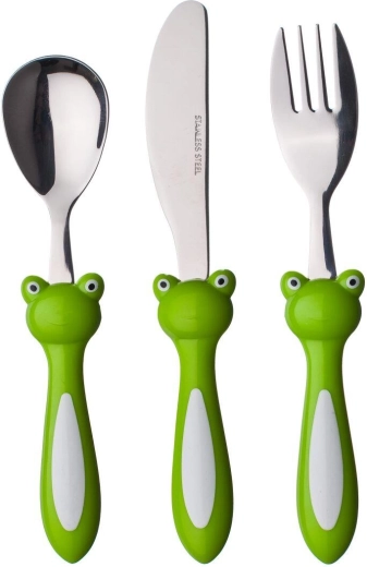 Tacâmuri pentru copii FROG, set 3 piese cu mâner din plastic