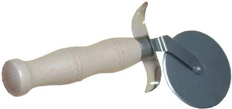 Tăietor de pizza din oțel inoxidabil cu mâner din lemn 6 cm