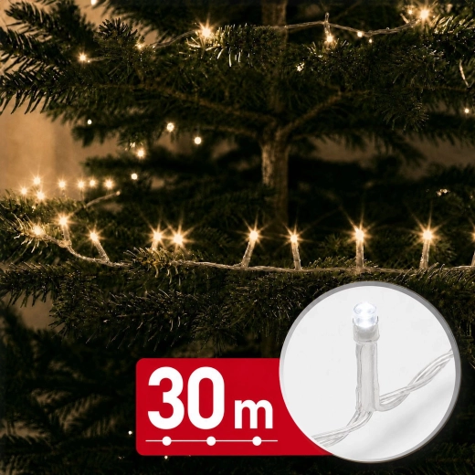 Ghirlandă luminoasă LED de 30 m cu 600 LED-uri, alb cald