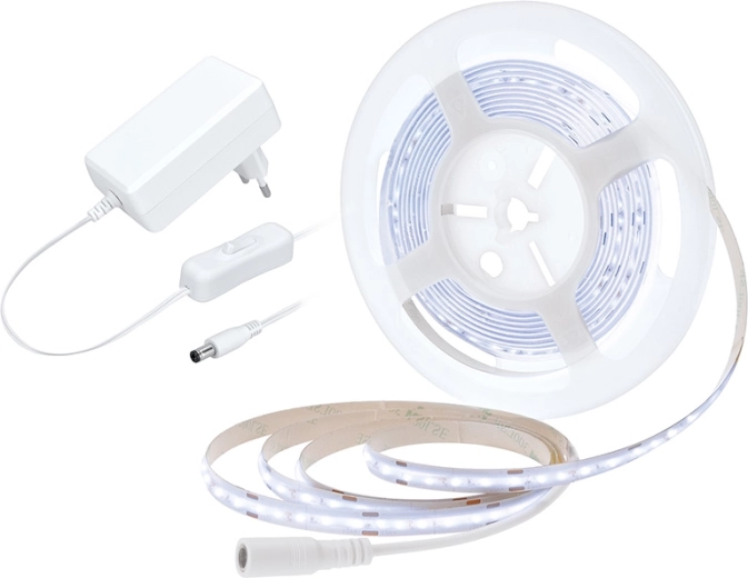 Bandă Solight LED COB cu adaptor și întrerupător 5 m 8 W/m alb rece