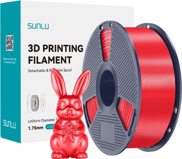 Filament Sunlu PLA+ Silk pentru imprimare 3D, roșu