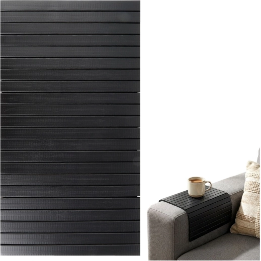 Suport rulabil din bambus pentru masă, negru 44 × 24 cm
