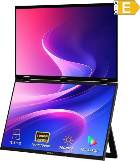 Zeuslap Z18W monitor dual portabil pliabil 2× 18,5" Full HD
