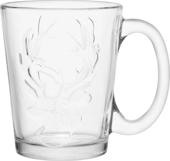 Altom Design Leon cană din sticlă 300 ml cu relief de ren