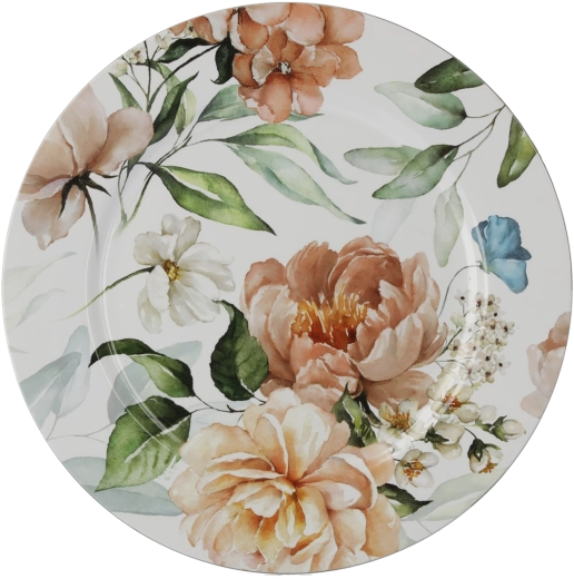 Suport de farfurie rotund cu decor floral 33 cm – alb (pachet 6 buc.)