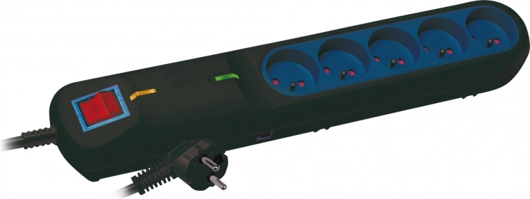Prelungitor cu protecție la supratensiune LF-2005, 5 prize, 5 m, negru