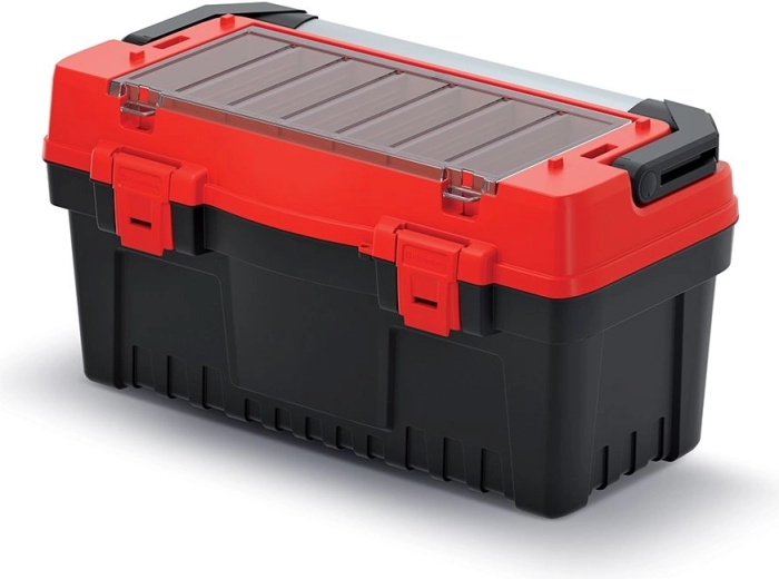 Cutie pentru scule EVO cu mâner metalic, compartimente și organizator, 548 × 274 × 286 mm – roșie