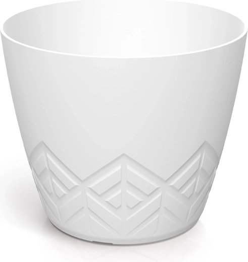 Ghiveci din plastic cu relief 13,8 cm alb