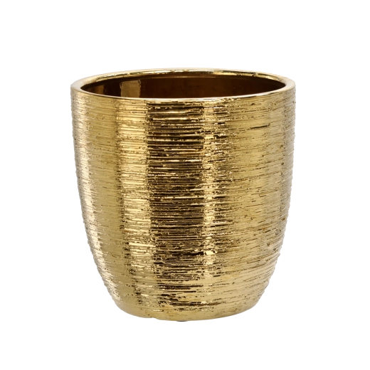 Ghiveci ceramic pentru flori 25 × 25 × 25 cm auriu