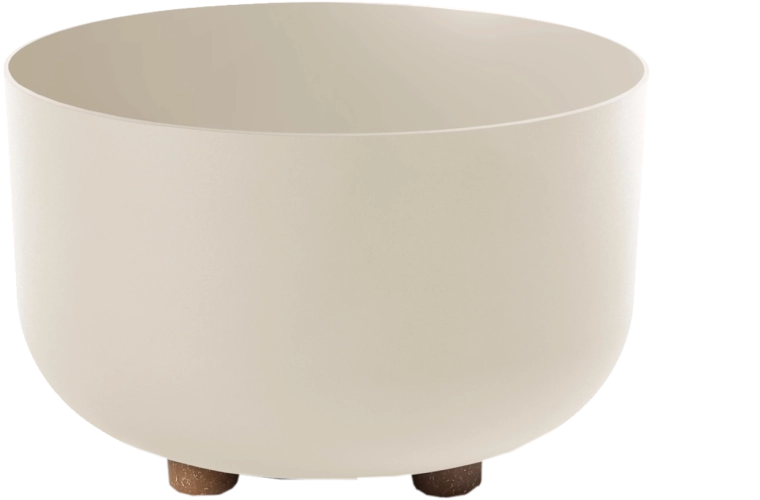 Bol cu flori Sofia 27 cm din plastic reciclat, bej mat