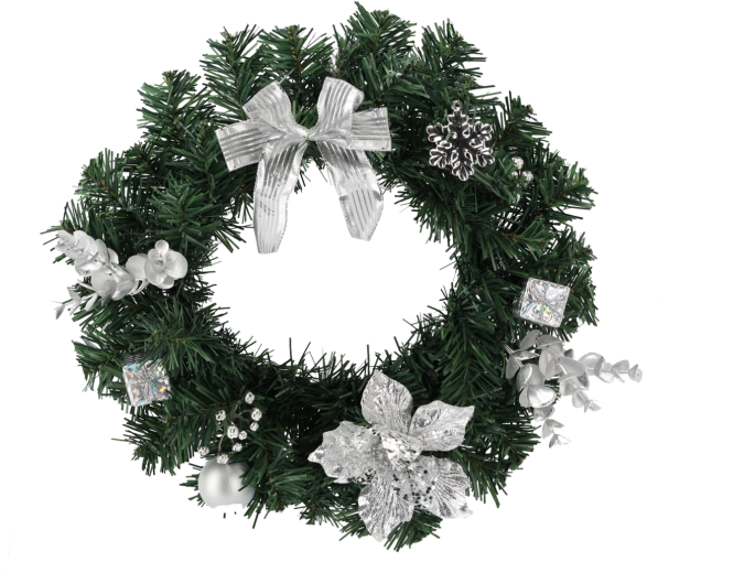 Coroniță de Crăciun argintie 30 cm