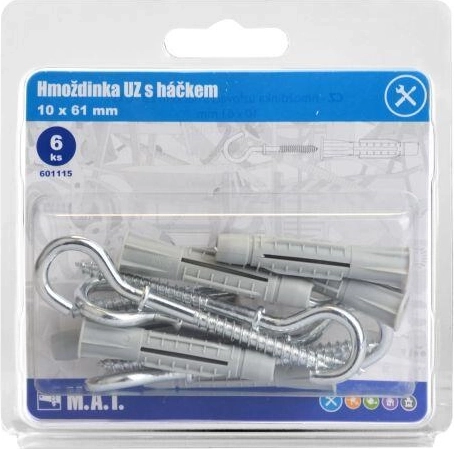 Diblă de nodare cu cârlig 10 × 61 mm, zinc alb, 6 buc