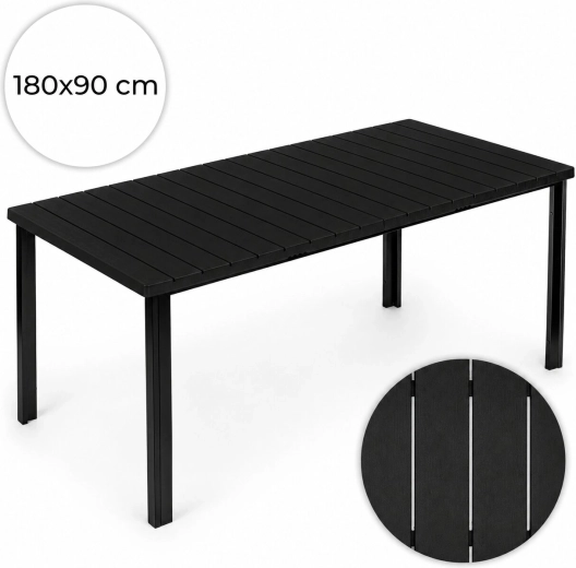 Masă de grădină MultiGarden 180 × 90 cm pentru 6–8 persoane, neagră