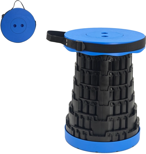 Scăunel telescopic pliabil albastru (7–45 cm)