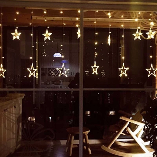 Perdea luminoasă cu stele, 2 m, 120 LED – 1 bucată