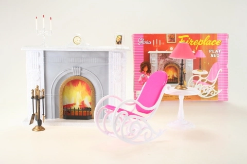 Set Glorie cu șemineu și mobilier pentru păpuși