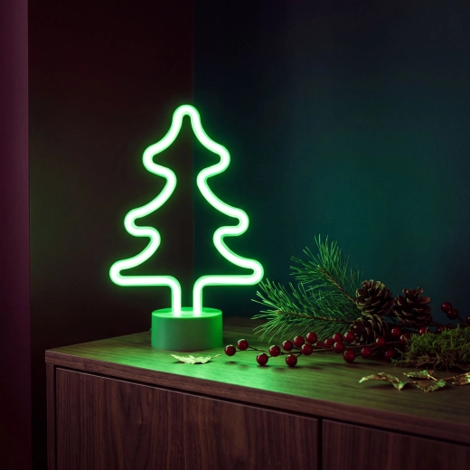 Lampă LED neon în formă de brad de Crăciun