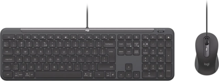 Set cu fir Logitech tastatură și mouse pentru companii, grafit (US)