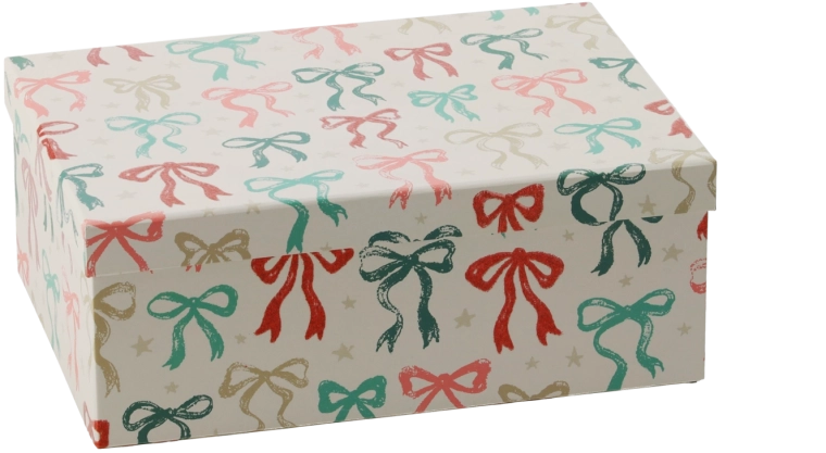 Cutie cadou de Crăciun cu fundă 25 × 18 × 9,5 cm - 1 bucată