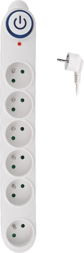 Solight protecție la supratensiune cu cablu prelungitor de 1,5 m, 6 prize, 150 J, albă