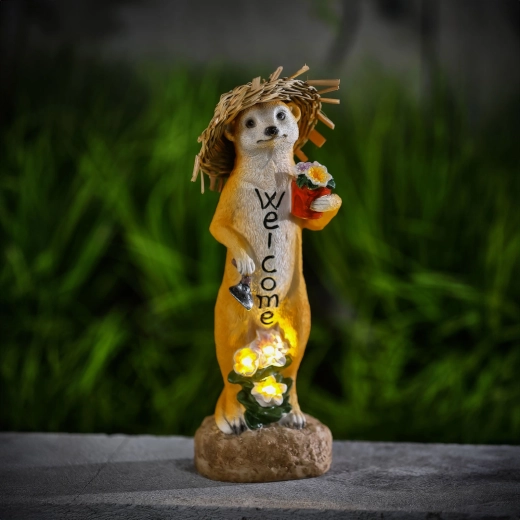 Figurină LED solară cu suricată Welcome, 30 cm