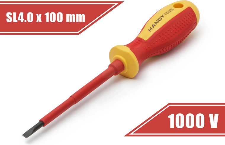Șurubelniță dreaptă izolată 0,8 × 4 × 100 mm pentru până la 1000 V