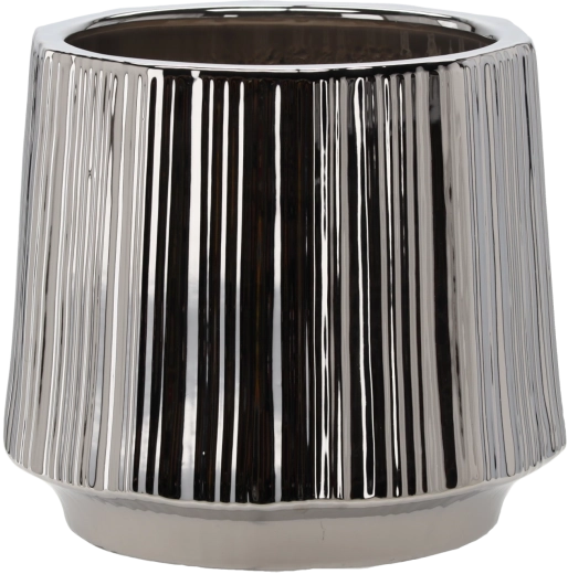 Ghiveci ceramic pentru flori 44 × 44 × 40 cm, argintiu, cu dungi