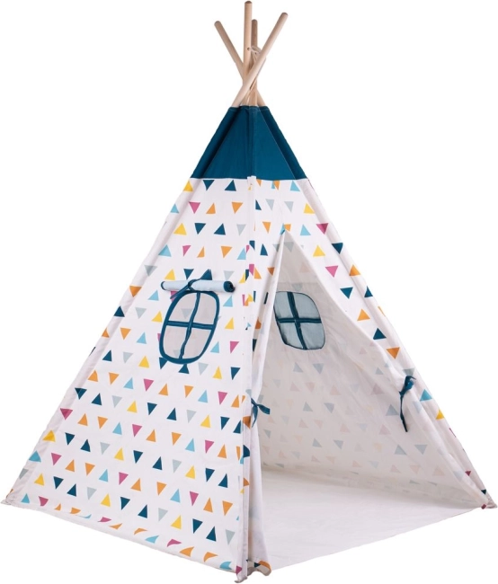 Bigjigs Toys tipì pentru copii cu model colorat din lemn certificat FSC