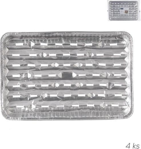 Tăvi pentru grătar din aluminiu 34,5 × 23 cm, 4 buc.