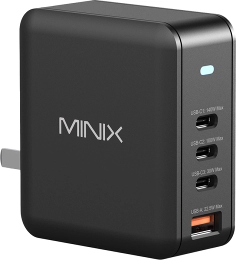 Încărcător de perete Minix GaN 165 W (3× USB-C, 1× USB-A)
