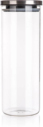 Borcan rotund din sticlă FREIA 1,8 l cu capac din inox