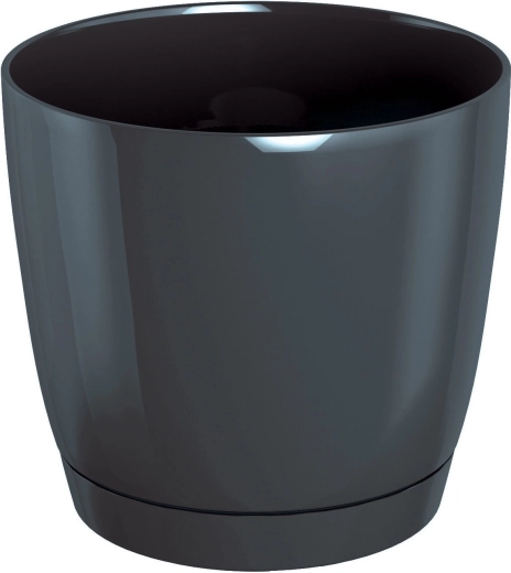 Ghiveci cu farfurie COUBI Round P, diametru 10 cm, grafit