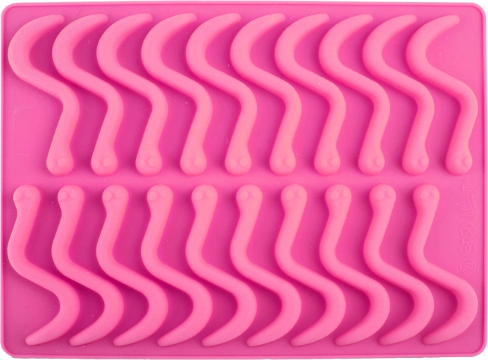 Formă din silicon pentru viermi cu pipetă, roz (20 buc.)