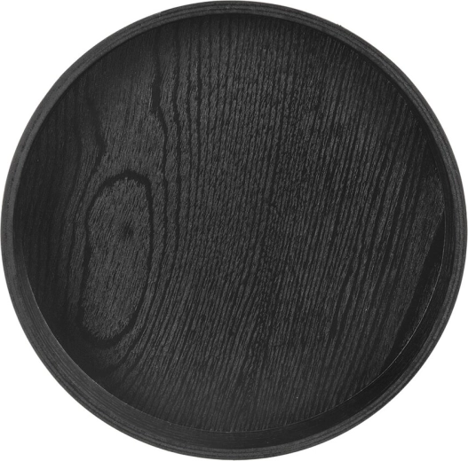 Tavă rotundă de servire și decor din lemn natural, 30 cm