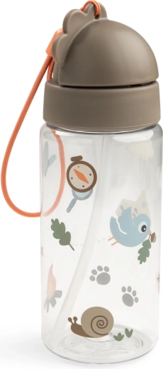 Done by Deer sticlă cu pai Tiny trails, culoare nisip, 350 ml