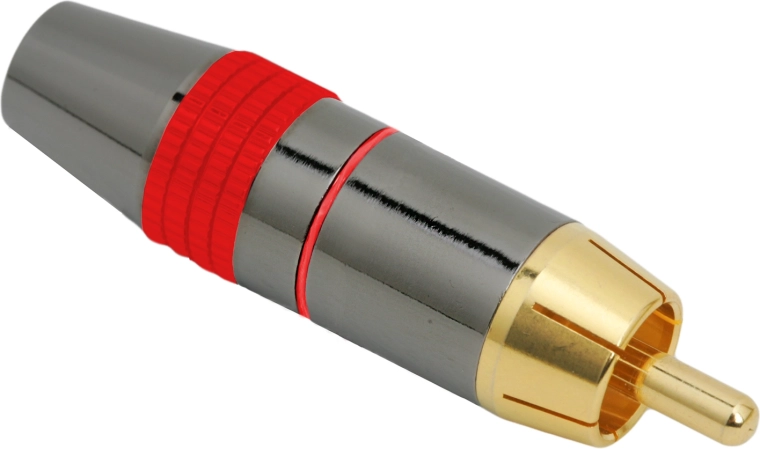 Conector RCA placat cu aur, cu inel de marcare argintiu