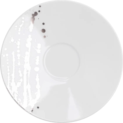 Farfurioară Splendor albă (suport) 16 cm cu decor din platină