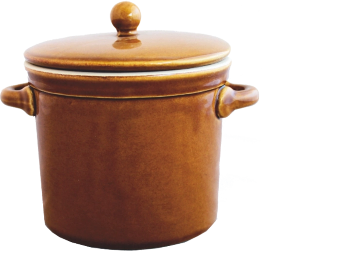 Oală ceramică 1 l cu capac, culoare miere