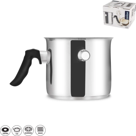 Oală din inox pentru lapte cu manta de apă 1,5 l Orion