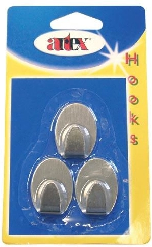 Cârlige ovale autoadezive din inox, mici – 3 buc.