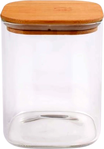 Borcan din sticlă borosilicată 930 ml cu capac din bambus